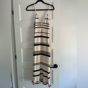 H&M Elegant Knit Black and Cream Striped Dress. New. Size Small